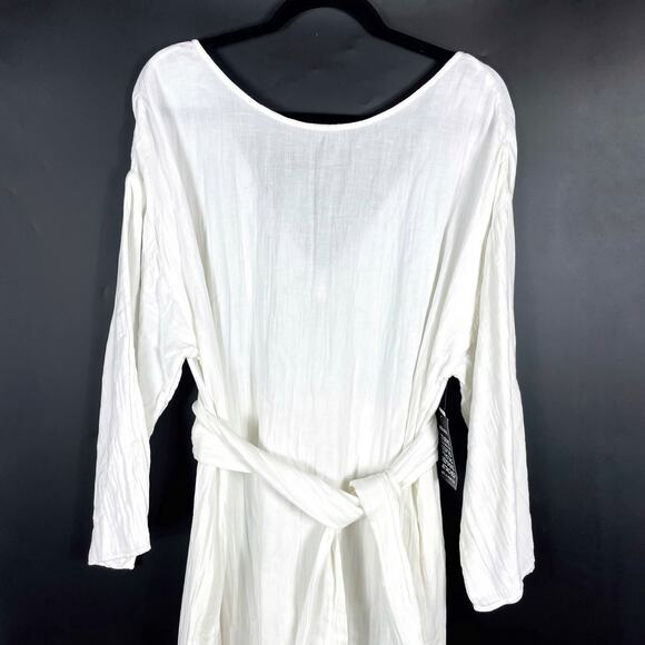 Mara Hoffman Augusta Midi Dress White Tiered Belted Long Sleeve Gauzy Sz M - Picture 5 of 13